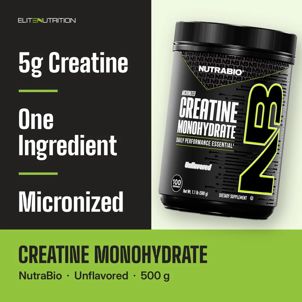 NutraBio Creatine Monohydrate highlights