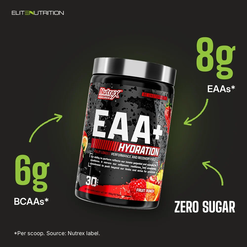 Nutrex EAA+ Hydration: 8g EAAs*, 6g BCAAs*